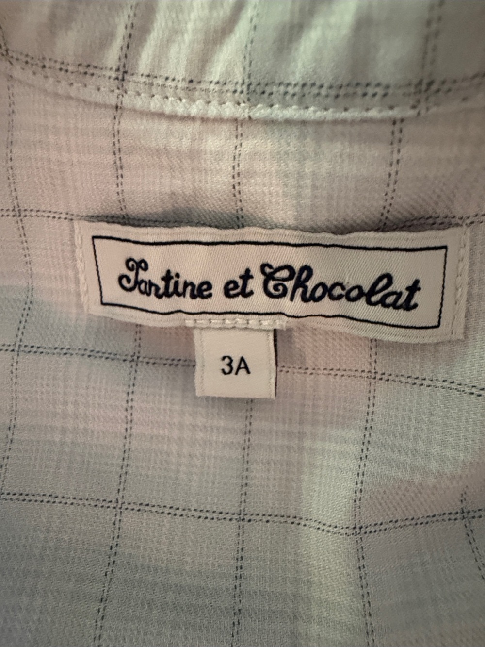 Tartine et Chocolat Light Blue Plaid Mandarin Collar Shirt - Picture 5 of 6
